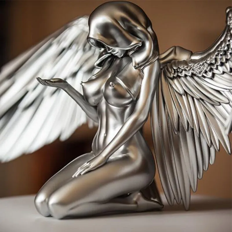 

Silver angel wings resin crafts desktop ornaments gardening decorations home decoration accessories