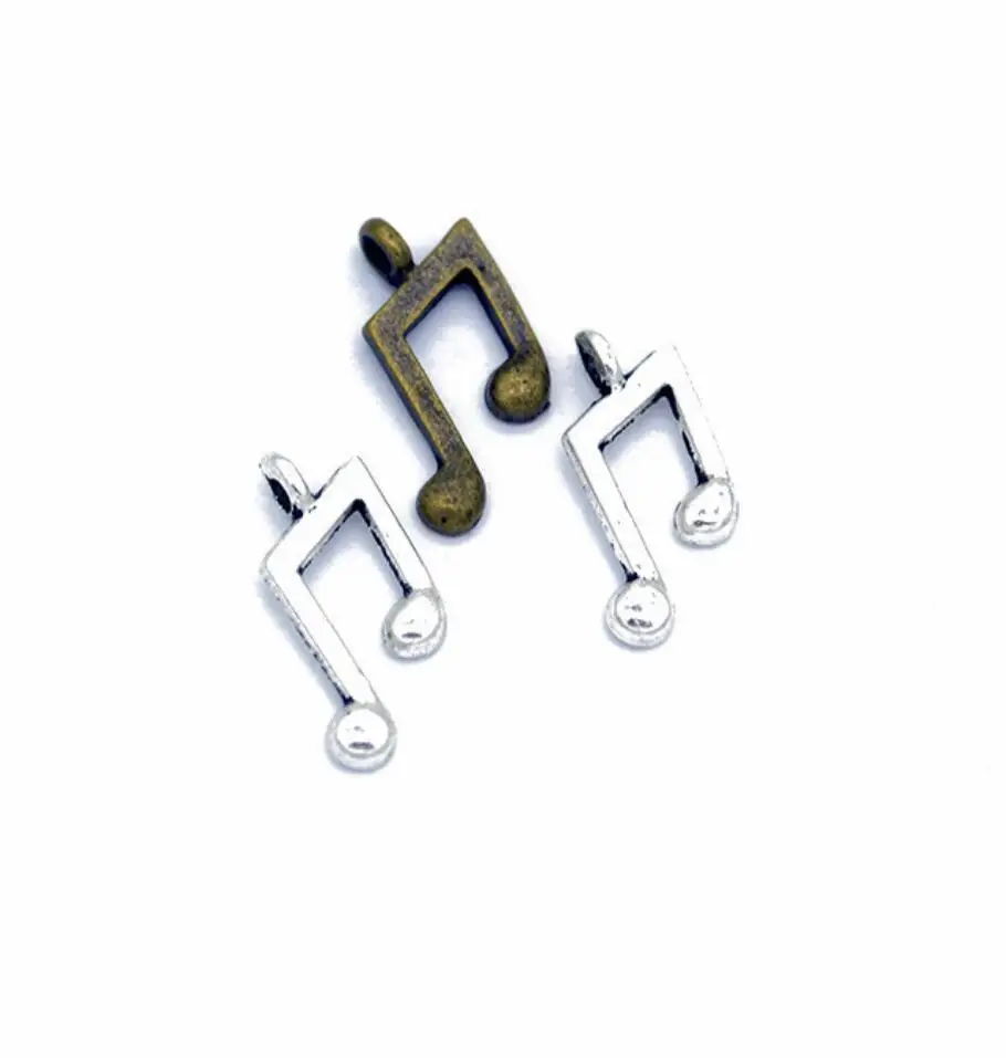 

140pcs Charms Lovely Musical Note 18*10mm Antique Silver Color Plated Pendants Making DIY Tibetan Silver Color Jewelry F0352