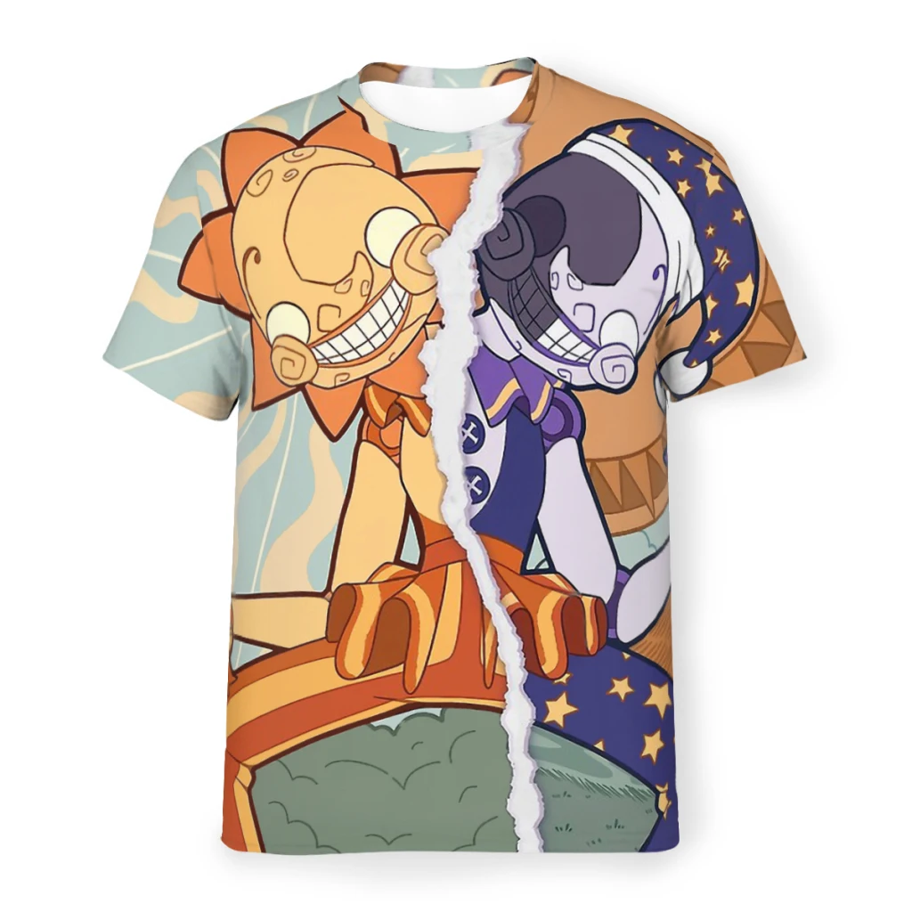 Fnaf Horror Game The Sun Moon Security Breaker Magliette In Poliestere Uomo Harajuku Streetwear Maglietta Sottile O Collo