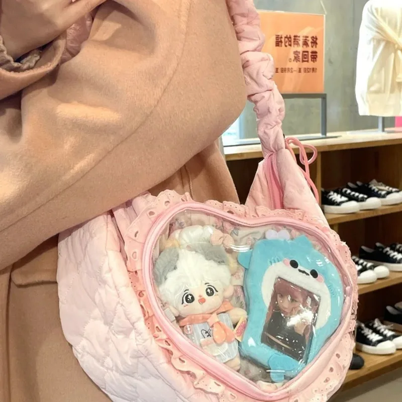 

Fox Love Cloud Lace Itabag New Farm Cloud Cute Bag Transparent Millet Underarm Bag Pleated Crossbody Large Capacity Dumpling Bag