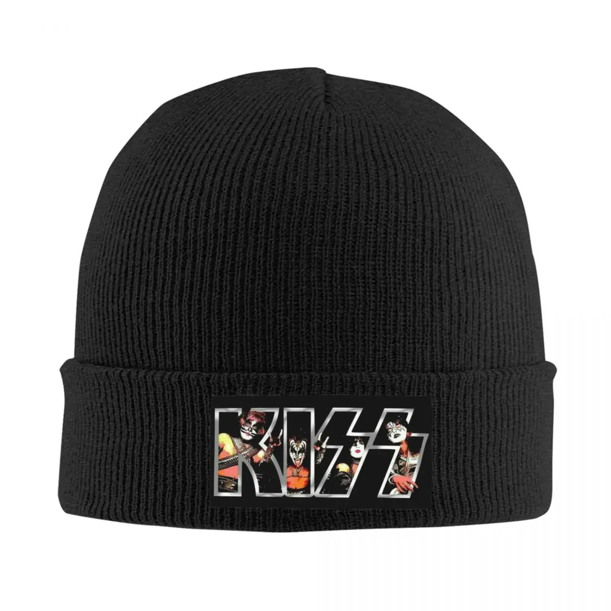 

Kiss Band Logo Unisex Adult Knitted Caps Winter Ski The Demon Kiss Warm Skullies Beanies Caps Men and women Gift