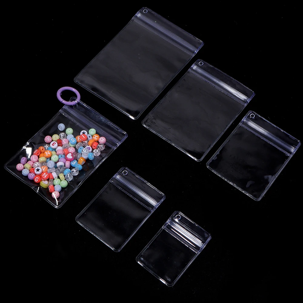 10Pcs 멀티 사이즈 PVC 투명 보석 보관 가방 셀프 씰 가방 팔찌 목걸이 반지 포장 보석 디스플레이에 재사용 가능