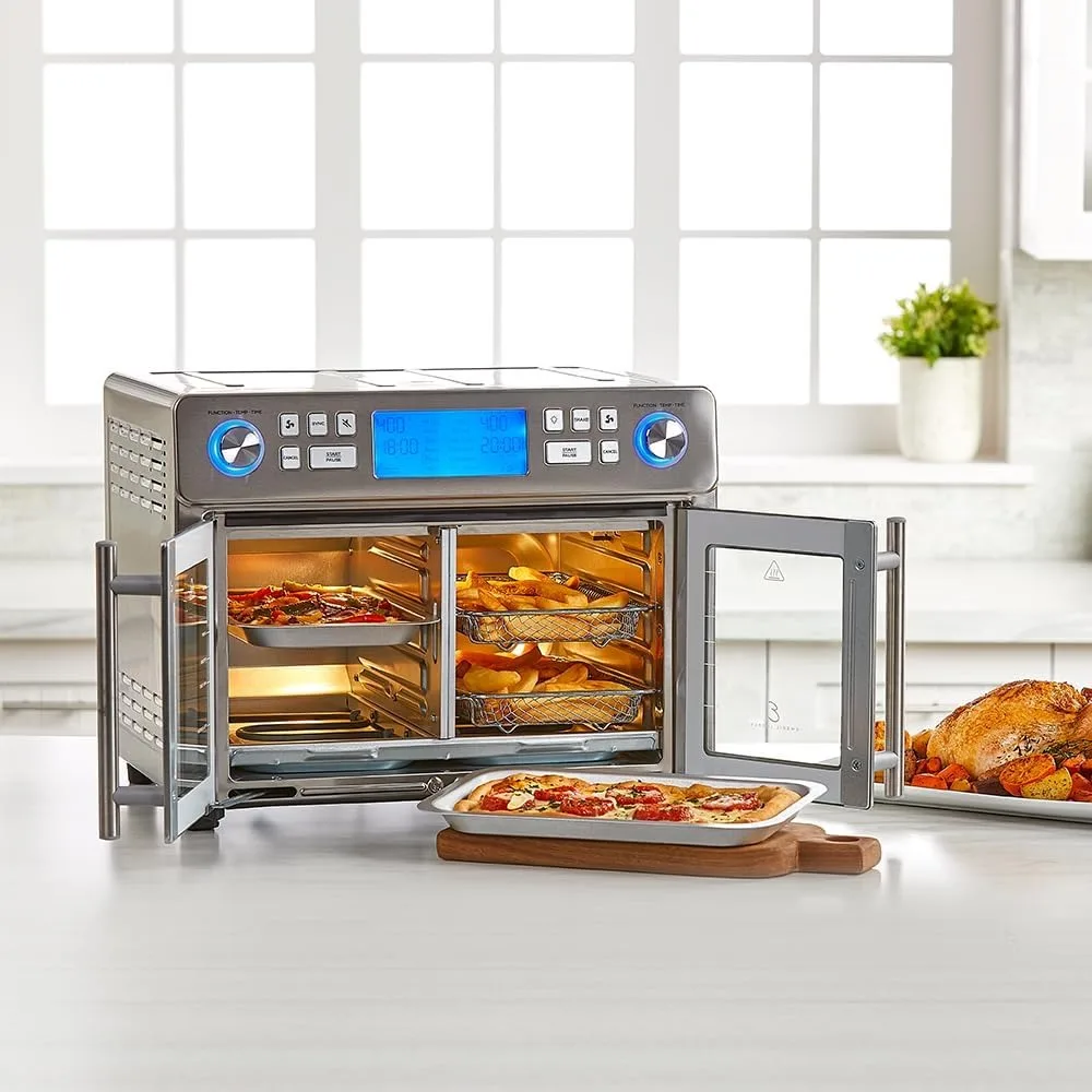 Dual Zone 360 Air Fryer Oven Combo, 25 QT Extra Large Family Size Meals to Cook Two Foods in Two Different Ways at The Same Time 3
