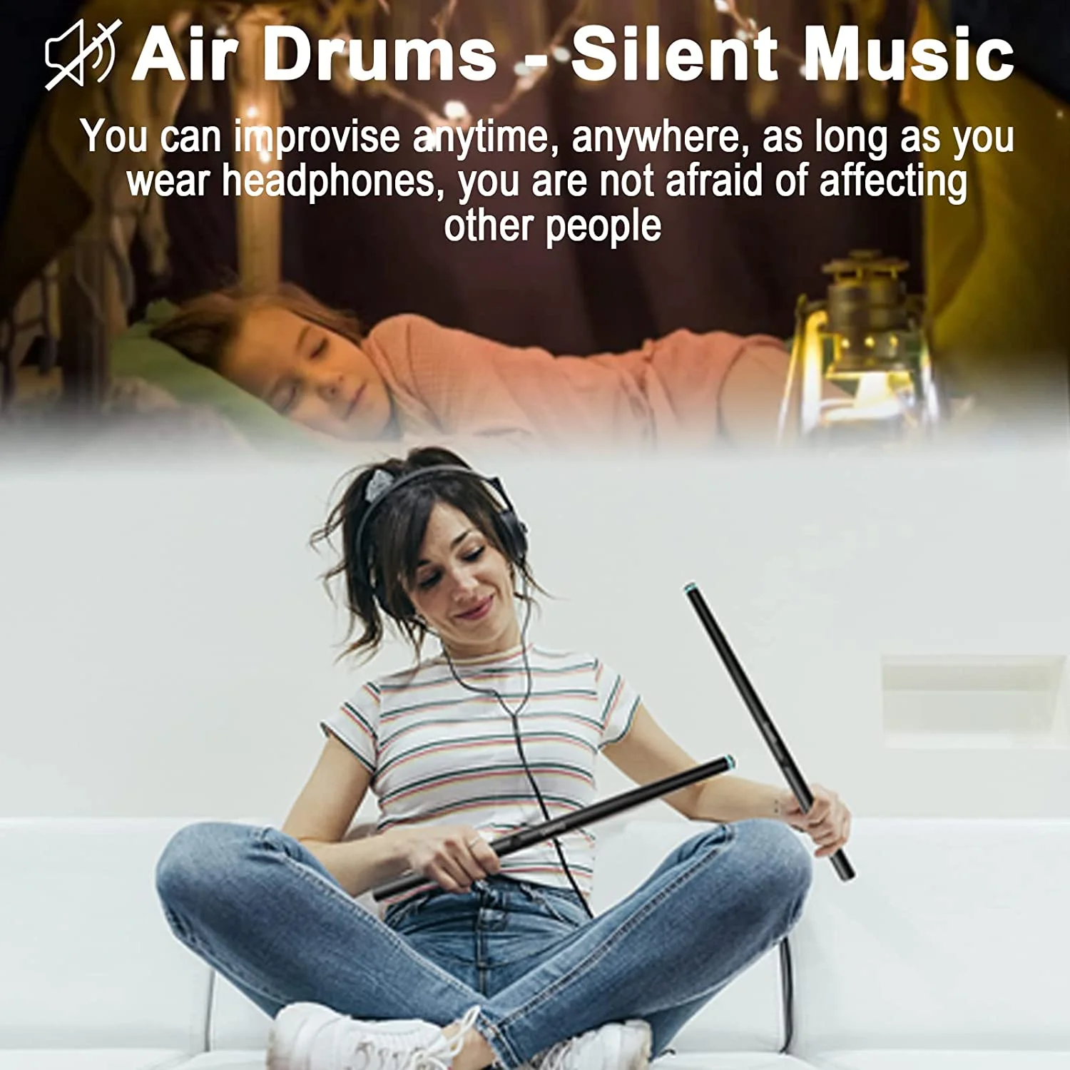 Pocket Drum Electric Air Drum Set Sticks With Drumsticks Pedals Control Console MIDI Function Electronic Drums for Adults Kids