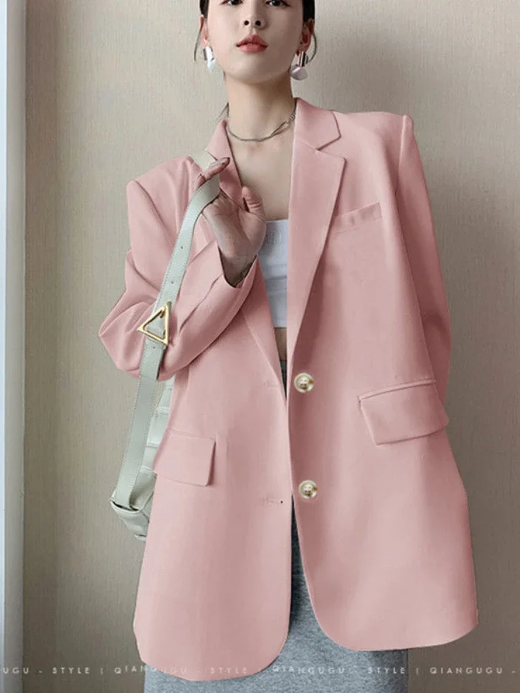 

Insozkdg Spring Korean Oversize Women Blazer Jacket Single Breasted Solid Casual Jackets Coats Female Office Lady Clothes Coat
