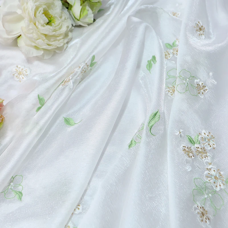 1m Blumen-Birnenblüten-Stoff, bestickter Chiffon-Stoff, DIY, chinesisches Hanfu, Nähen, Kostüm, Bühnendekoration, Bekleidungszubehör, 150 x 100 cm – Detail 6