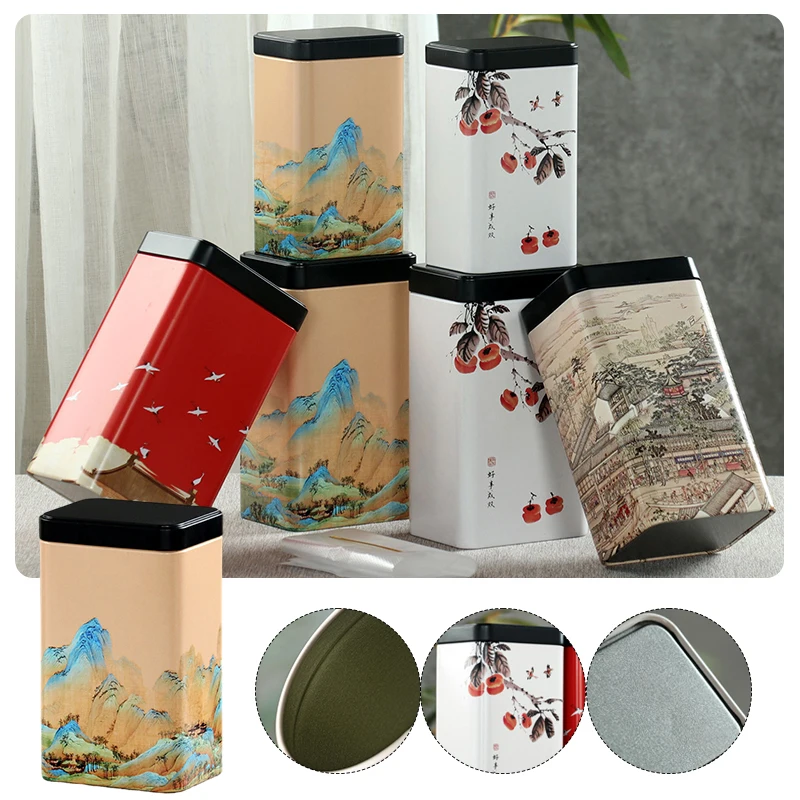 Tea-Container-Snack-Storage-Box-Metal-Candy-Cans-Vintage-Kitchen-Sealed ...