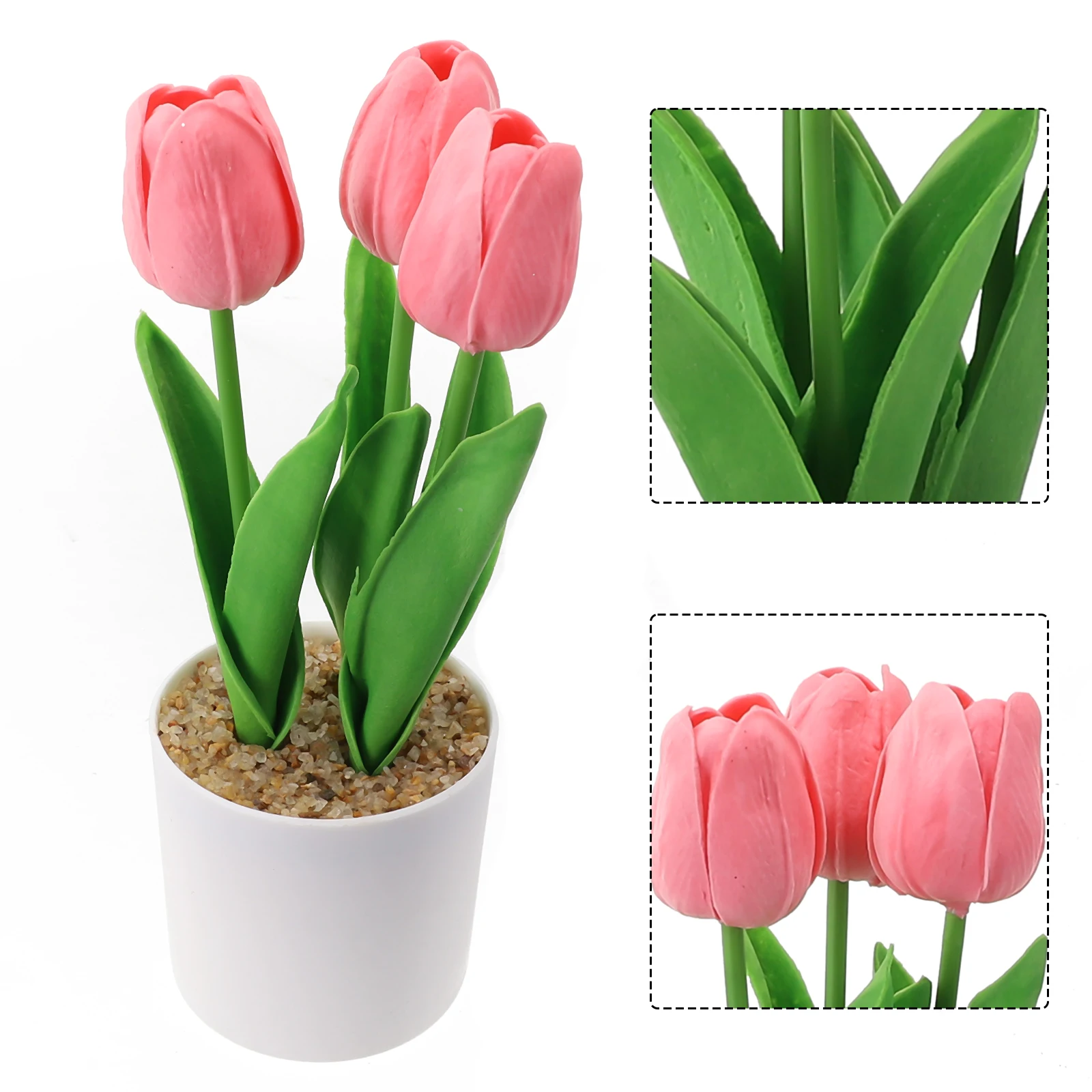 

Artificial Flowers Tulip Potted Fake Plants Tree In Pot Home Wedding Party Decor 25x7.5 CM Tulip Potted Plant Indoor Outdoor