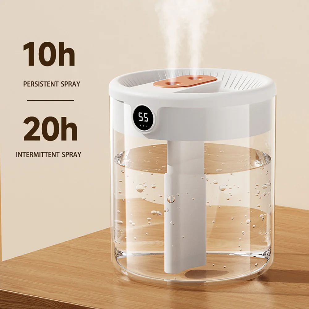

The Latest 2l Double Nozzle Humidifier, With Lcd Humidity Display, Large Capacity Aromatic Essential Oil Diffuser