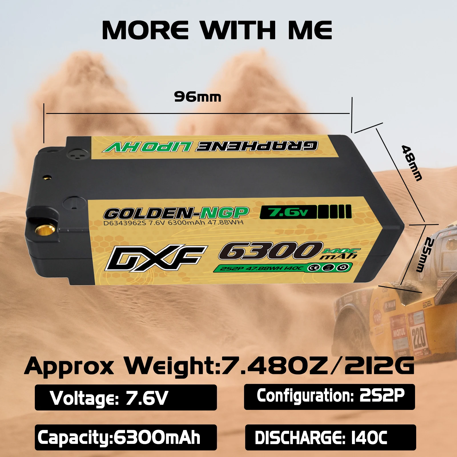 Lot de 2 Batteries LiPo 6300mAh 130C pour RC, Couleurs