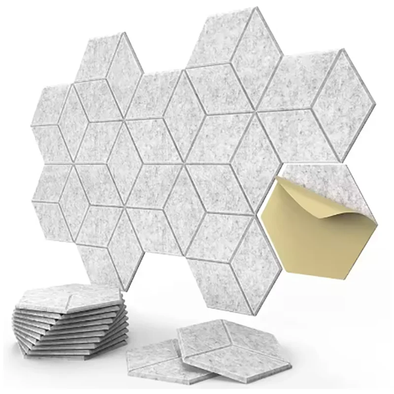 12 Pack HexagonalSelf-adhesive Acoustic Panels Sound Proof Foam Panels Y-Lined D