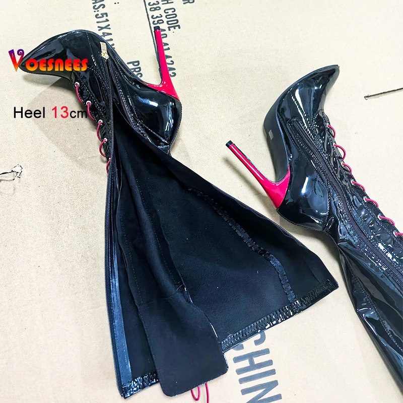 Women High Heel Boots 2025 Spring Autumn Fashion Lace-up Everyday Outdoors Shoes Side Zipper Pointed Female Elegant Long Boots