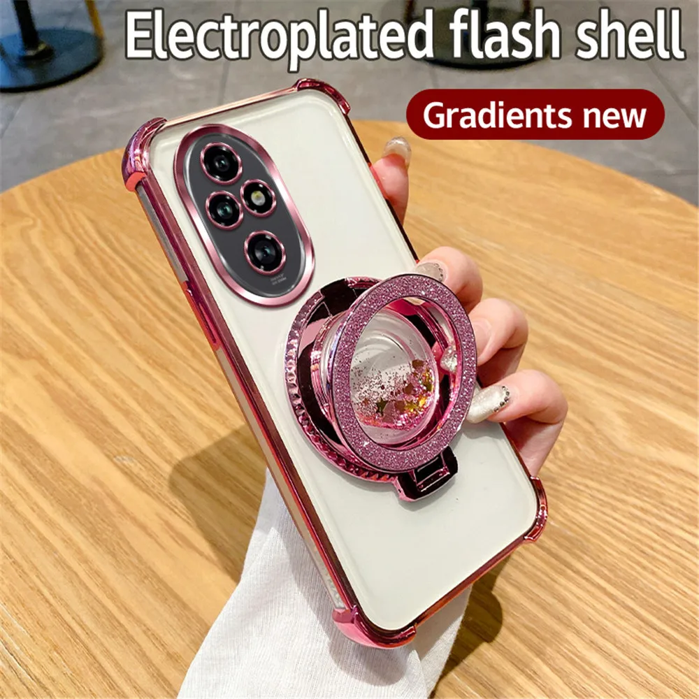 Magnetic Quicksand Gradient Glitter Phone Case with Shockproof Soft Silicone Stand