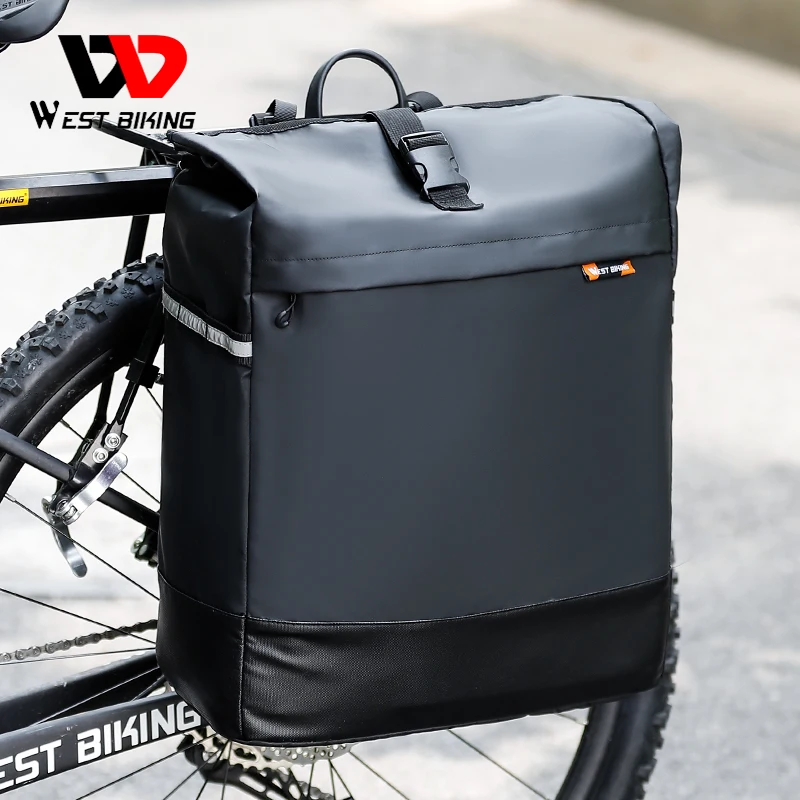 

WEST BIKING 30L Large Capacity Bike Pannier Waterproof Reflective Bicycle Seat Bag Luggage Carrier MTB Road Cycling Trunk