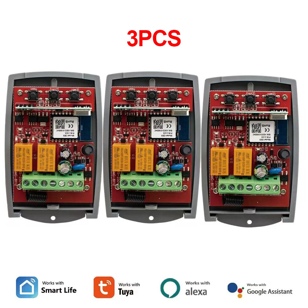 Universal Tuya Garagem Porta Inteligente Controle Remoto 433mhz 43392 Receptor 2ch 12v 24v 110v 220v Relé Trabalhar com Alexa Google Home