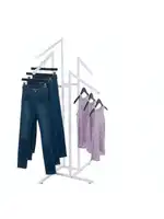 SSWBasics White 4-Way Clothes Rack with Slant Arms - Sturdy Garment Rack for Retail Display - Versatile Hanging Clothes 2
