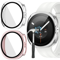 Premium Tempered Glass Screen Protector with Protective Bumper Case for Galaxy watch 8 40mm (Rose Gold Transparen)