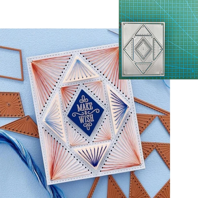 

Layered Stitched Diamonds Cutting Dies Scrapbook DIY Album Cover Blade Punch Stencils Manual Production Mould