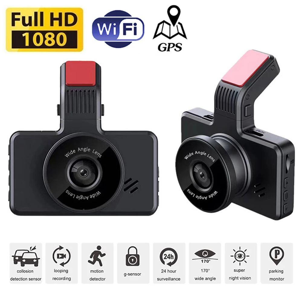 

Car DVR WiFi 3.0" Full HD 1080P Dash Cam Rear View Night Vision Camera Video Recorder Black Box Auto Dashcam GPS Parking Monitor