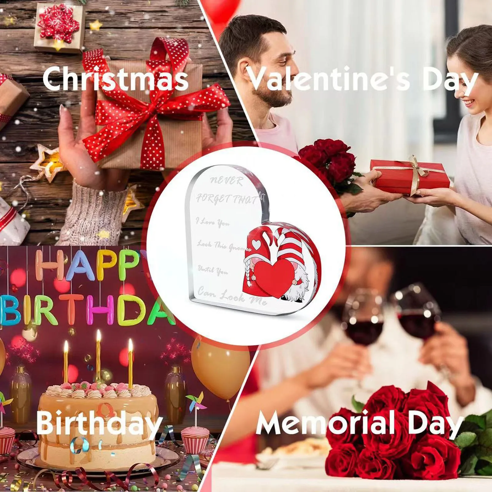 

Valentine's Day Heart Shaped Acrylic Ornament Creative Crystal Desktop Decor Smart Ornament