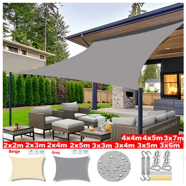 300D Waterproof Sun Shade Sails Rectangle Shelter UV Block Canopy for Patio Backyard Porch Pergola Pool Lawn Garden Large Cloth