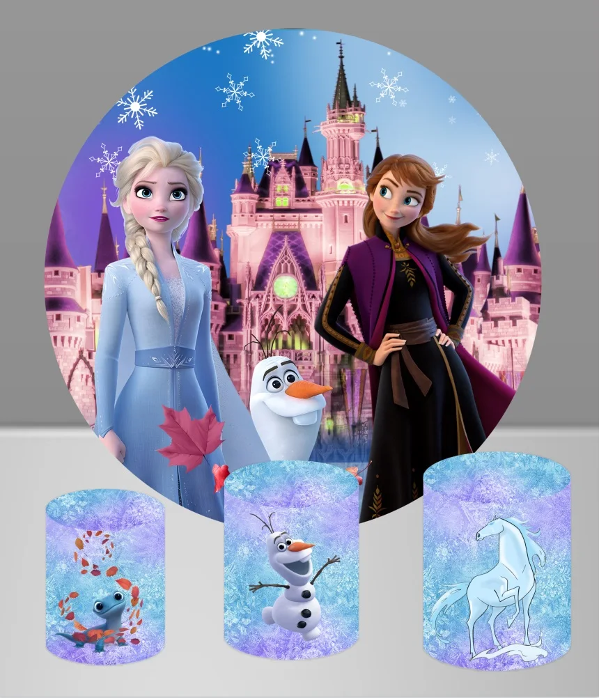 Disney-Anna-Elsa-Round-Backdrop-Girls-Birthday-Photo-Backdrop-Frozen ...