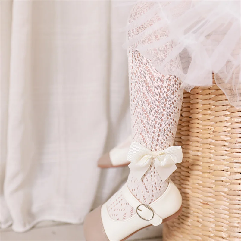 Girls' Tights Lace Summer Mesh Thin Cotton Pantyhose Bow Princess Leggings