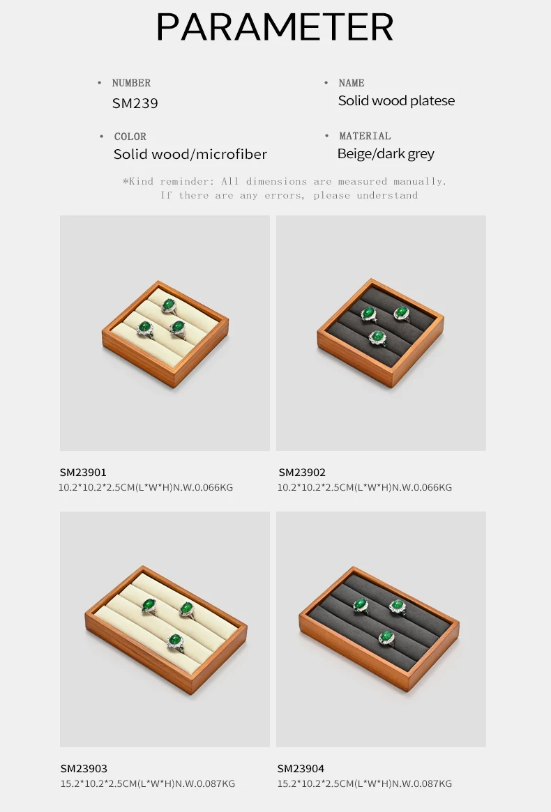 Oirlv New Solid Wooden Ring Tray Jewelry Display Storage Plate For Ring Jewellery Counter Showcase Props Jewellery Organizer