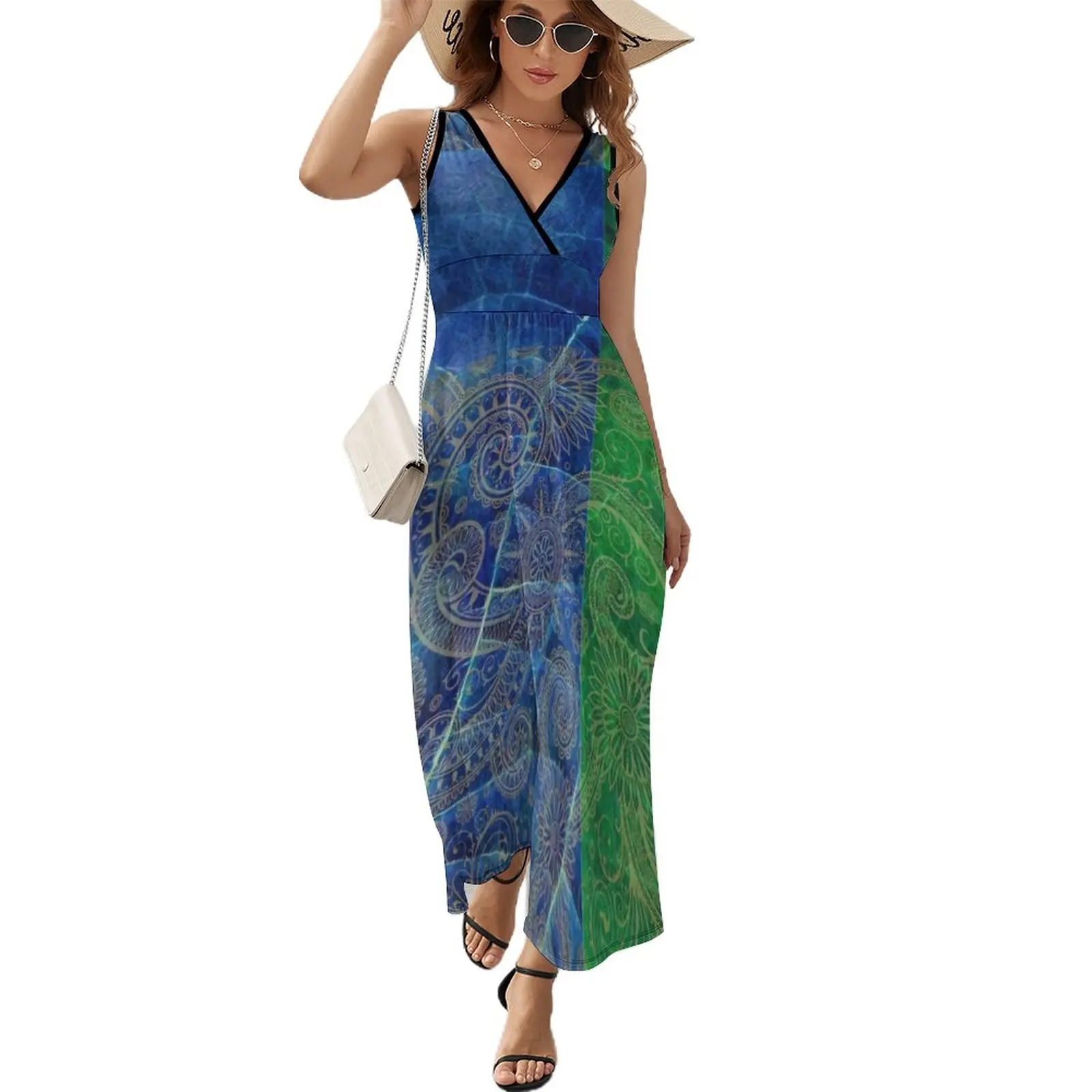 

Demiparti blu e verdi Sleeveless Dress women's fashion dresses evening dress