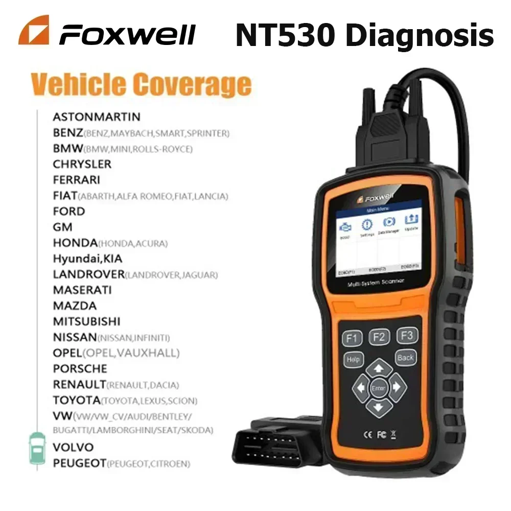 

Foxwell NT530 Multi-System Scanner Support for Porsche BMW Benz Nissan Suzuki GM Chassis Update Version of NT520 NT510