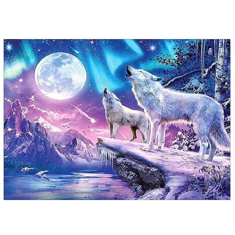 

HOT SALE Diamond Painting Full Circle Diamond Kit Rhinestone Picture Art Craft Home Door Decoration (Wolf)