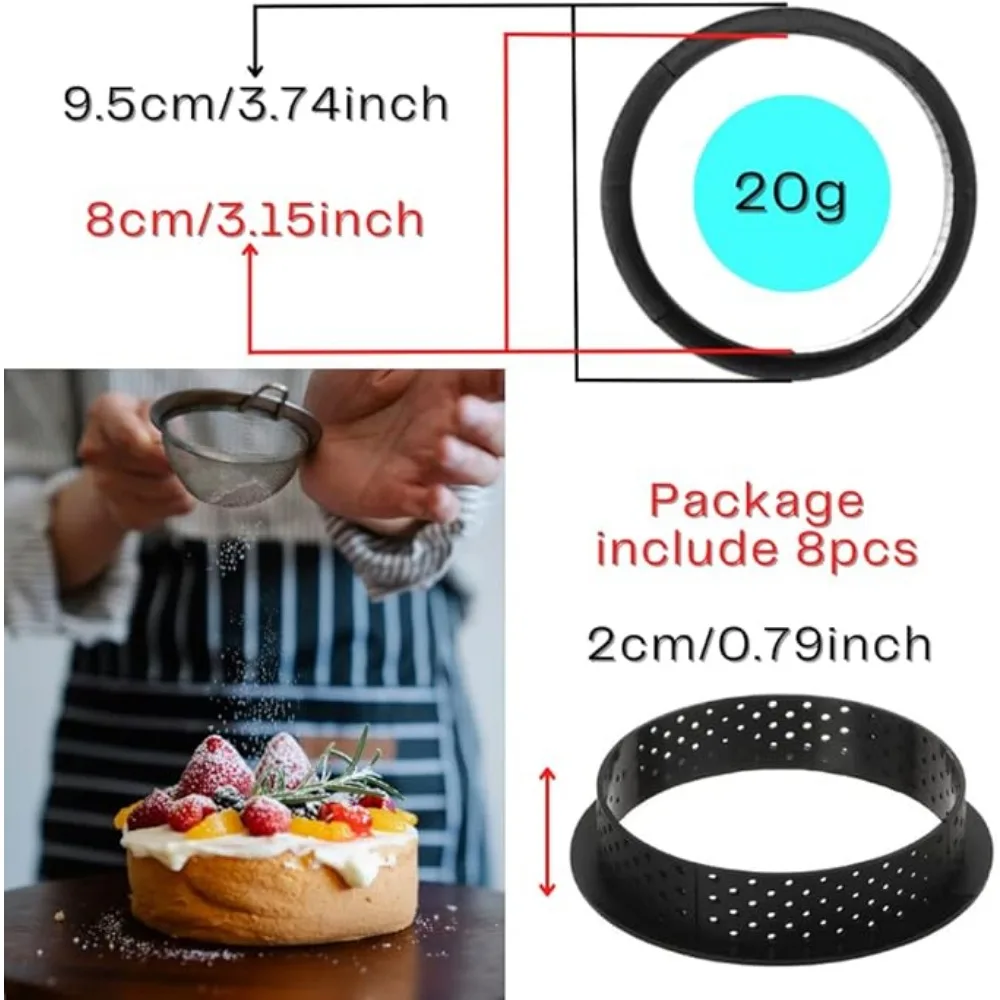 20PCS Torte Ring Perforierte Kuchen Runde Kunststoff Formen DIY Mousse Kuchen Hamburger Nicht Stick Backformen Form für Home Backen werkzeuge – Detail 2
