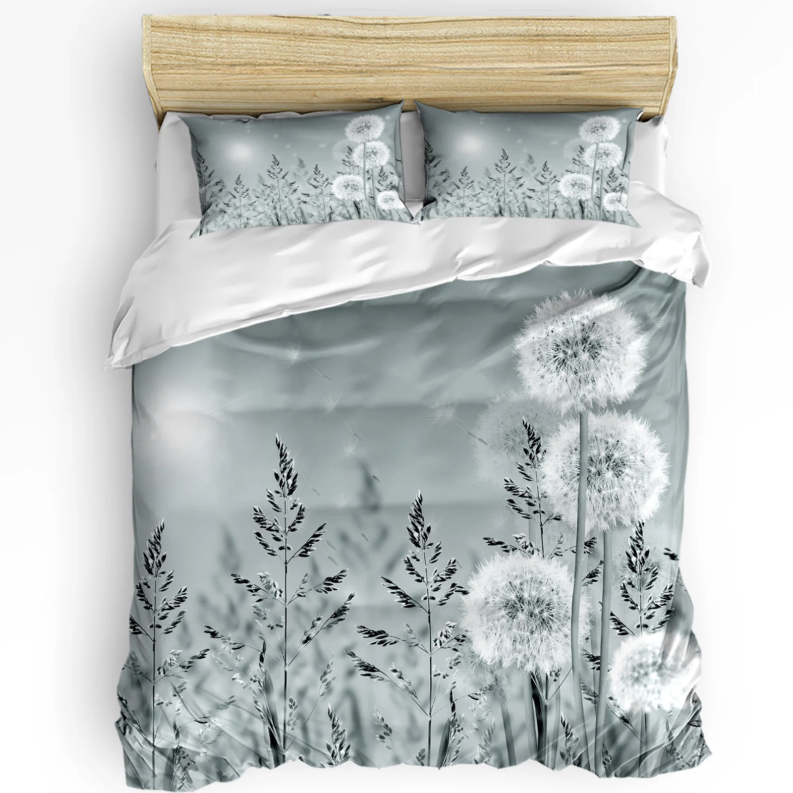 

Plant Grey Dandelion Bedding Set 3pcs Boys Girls Duvet Cover Pillowcase Kids Adult Quilt Cover Double Bed Set Home Textile