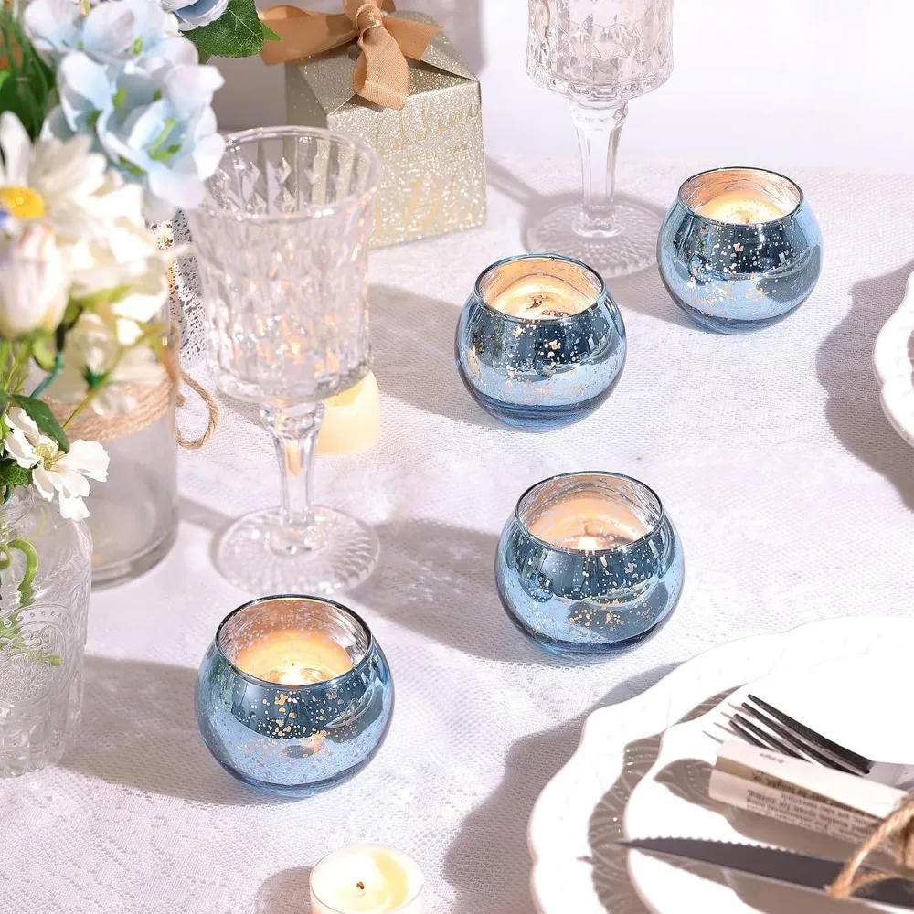 6/12Pcs Mercury Votive Glass Candle Holders Tea Lights Candlestick Home Decor Wedding Birthday Party Table Centerpieces