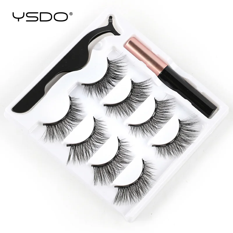 Waterproof Mink Magnetic Eyelashes Set with Eyeliner and Tweezers