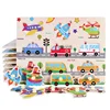 Kids Montessori Educational Toys for Children Hand Grasp Board Wooden Jigsaw Puzzle Animal Cognitive Puzzles Games 2