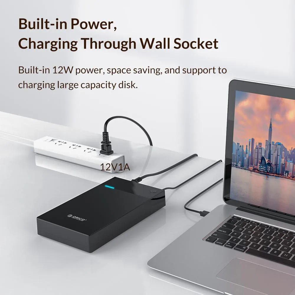 Orico-caixa de Disco Rígido Portátil Sata para Usb 3.0 Caixa de Energia Embutida Suporte 16tb Hdd Uasp 12v 3599u3 3588us3 35 - Imagem 2