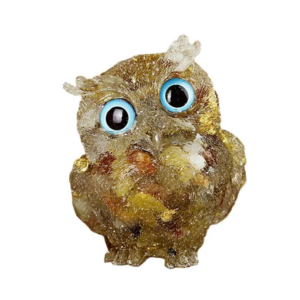 

Natural Crystal Stone Gravel Owl Animal Crafts Hand Made Small Figurines DIY Resin Table Decor Home Decor Gifts