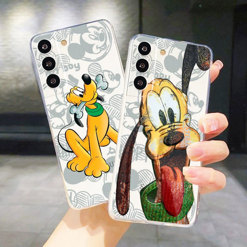 Custodia Per Telefono Disney Mickey Dog Pluto Per Samsung S24 S23 S22 S21 S20 Fe Ultra Pro Lite Plus Cover Morbida Trasparente