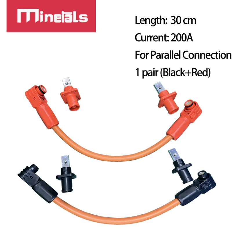200A Battery Energy Storage Connector Cable 2 Meters 30mm Elbow Power Connector For RV Household Parallel Connection Terminal