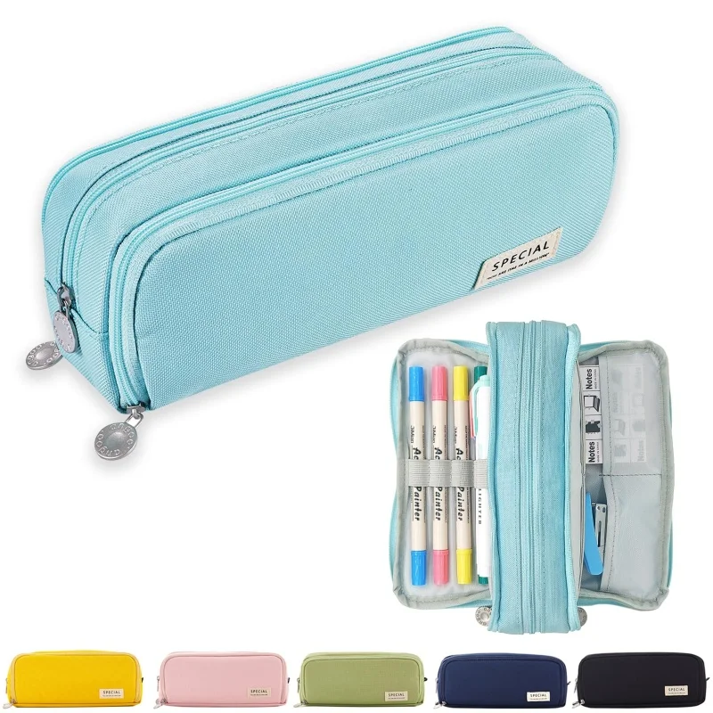 Spacious Triple-Section Pencil Case & Stationery Organizer