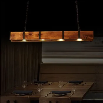 American Style Industry Ceiling Light Vintage Rustic Lamp Wood Beam Farmhouse Chandelier Pendant Lamp 1