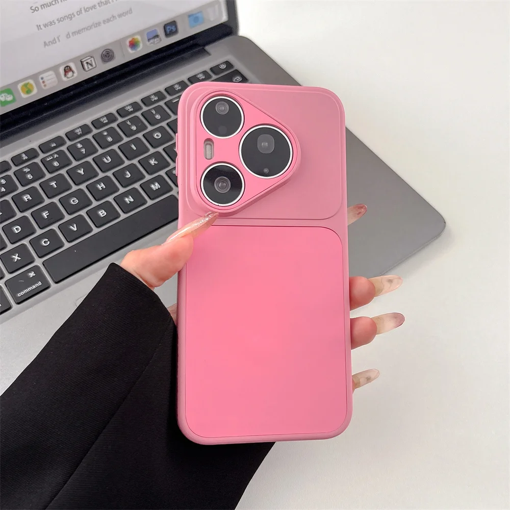 Solid Color Liquid Silicone Phone Case with Camera Lens Protection Cover
