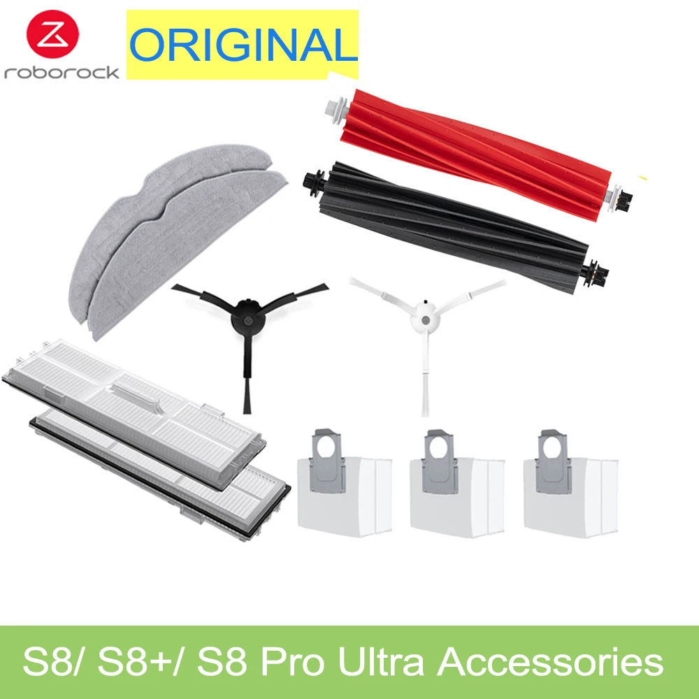 Roborock-filtro Mop e Chothside Bolsas de pó e Escova Peças de Reposição Acessórios Originais s8 Pro Ultra s8 +
