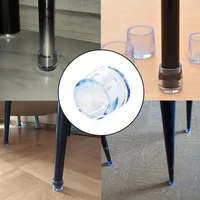 16Pcs 16/19/25/30mm Chair Leg Cap Rubber Feet-Protector Pads Non-slip Transparent Table Covers Furniture Leveling Feet Decor 3