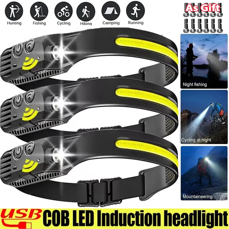 

Headlamp Rechargeable USB Super Bright Headlamp Flashlight Waterproof Headlights for Hunting Camping