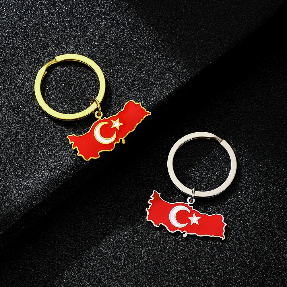 

Türkiye Map Flag Ethnic Style Stainless Steel Keychain for Men Women Gift Key Chain Accessory key Ring Jewelry