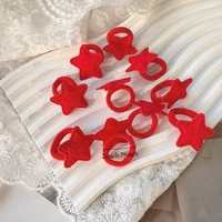 10pcs Red Colors New Year Girls Crown Butterfly Children Hairbands No Harm Cartoon Towel Rope Ponytail Holder Kids Rubber Band - Image 4