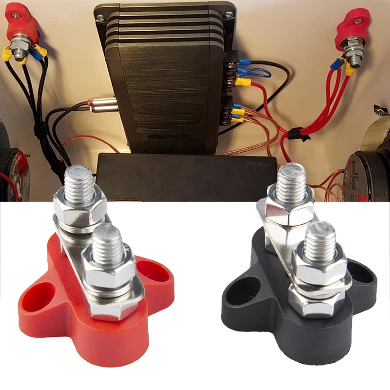 

5/16" Terminal Block Studs M8 48V Junction Block Bus Bar Insulated Dual Heavy Duty Power Distribution Stud Positive Negative RV