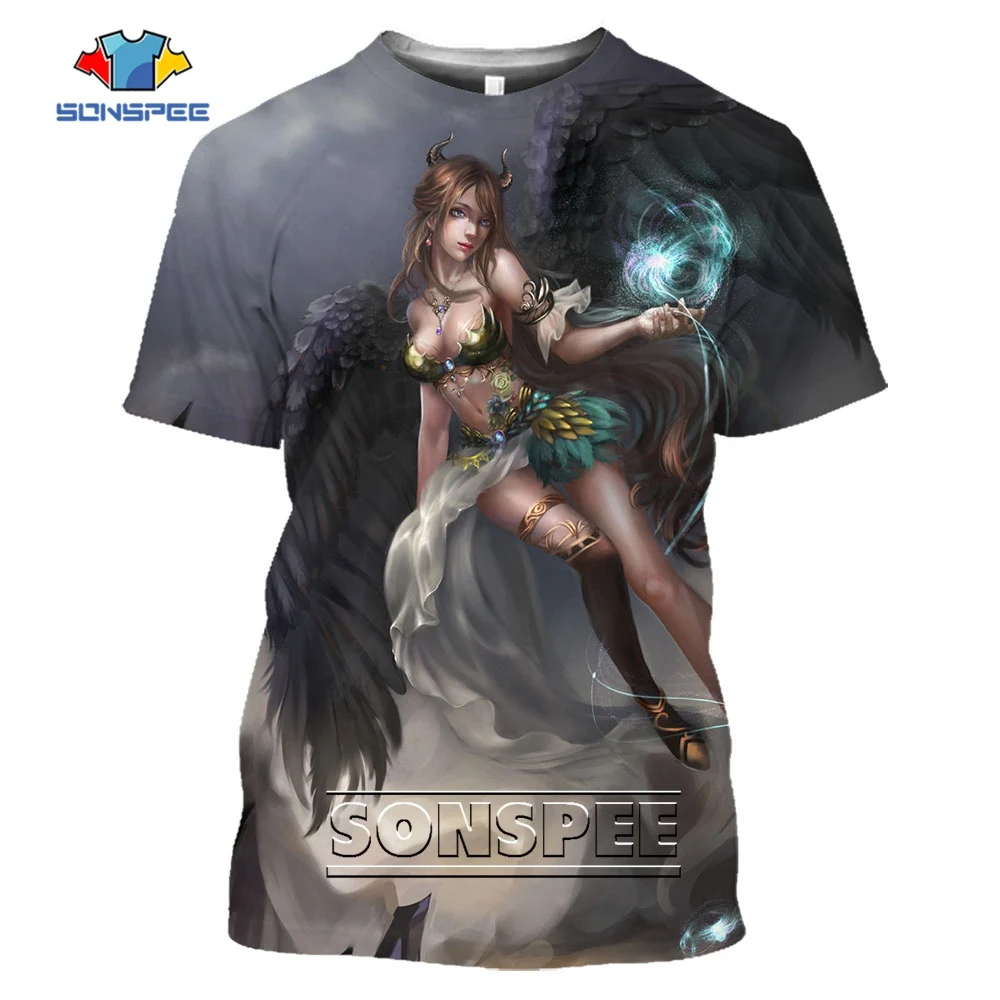 

SONSPEE Sexy Harpy Banshee 3D Print T-shirt Western Mythical Monster Harajuku Clothing Fashion Short Sleeve Hip Hop Kids Tops